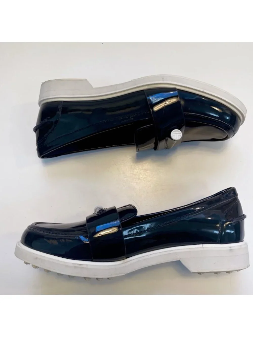 Tory Burch Sport Navy Patent Golf Loafers, Size 5.5